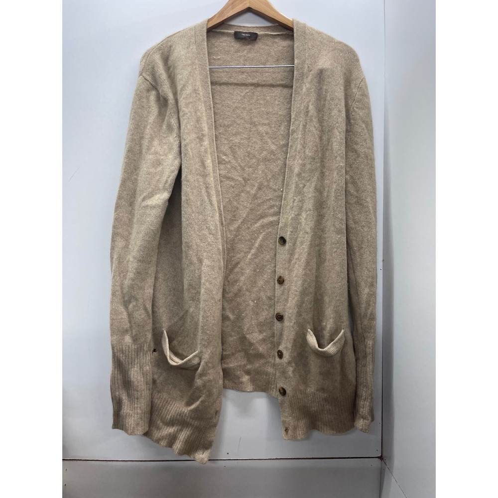 Vera Wang Womens Beige Knit Button Front Cashmere Cardigan Sweater‎ Sz S Pockets